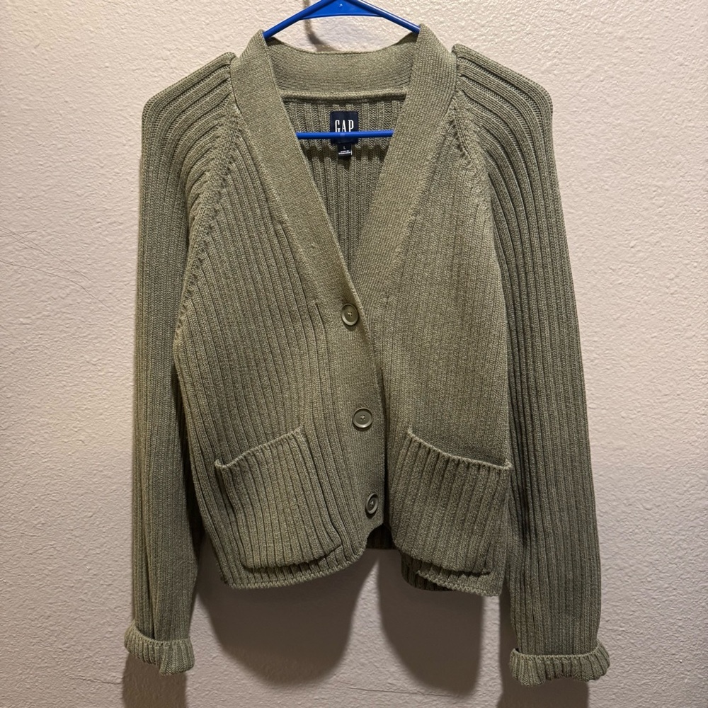 Gap Green Button Cardigan Large - image 1